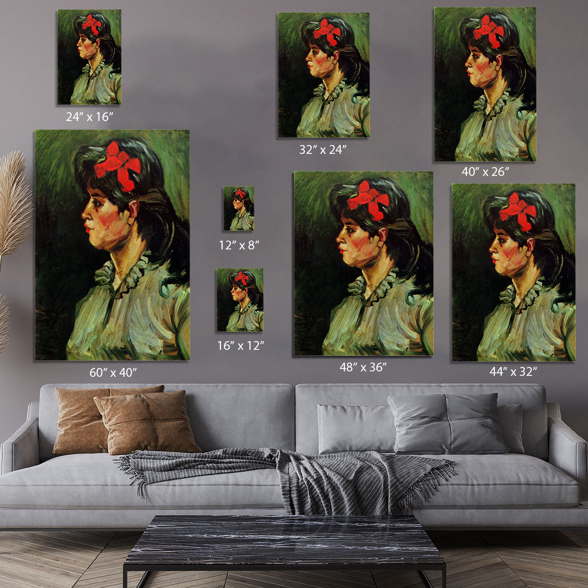 Portrait of a Woman with Red Ribbon by Van Gogh Canvas Print or Poster - Canvas Art Rocks - 7