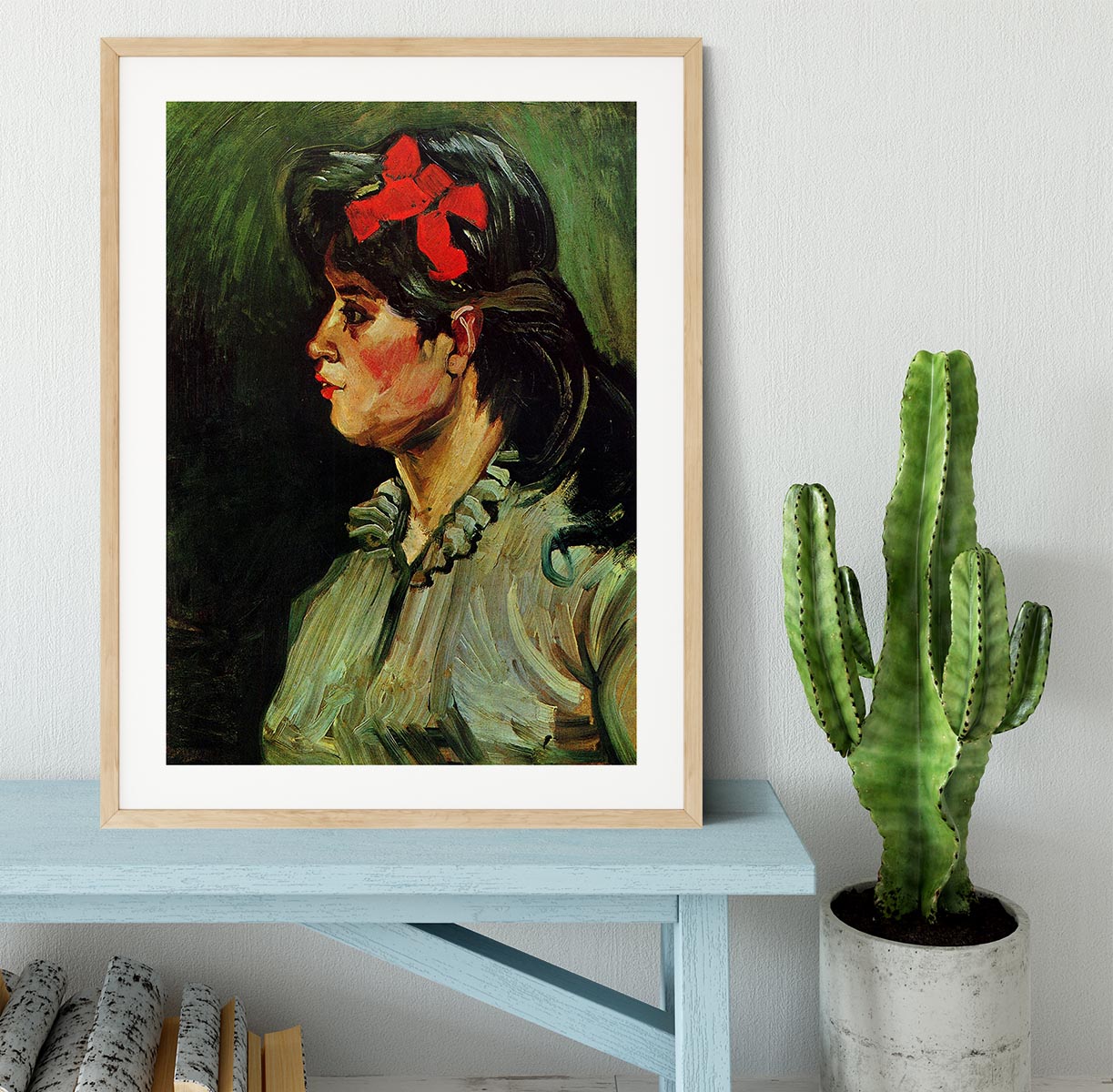 Portrait of a Woman with Red Ribbon by Van Gogh Framed Print - Canvas Art Rocks - 3