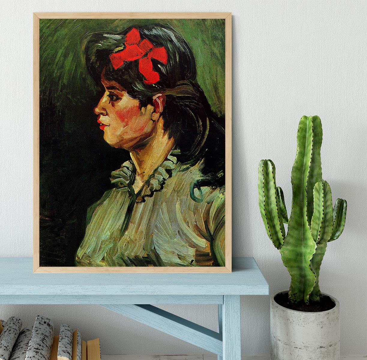 Portrait of a Woman with Red Ribbon by Van Gogh Framed Print - Canvas Art Rocks - 4