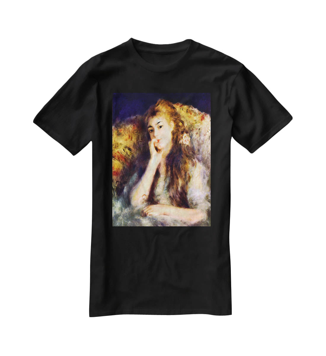 Portrait of a girl in thoughts by Renoir T-Shirt - Canvas Art Rocks - 1
