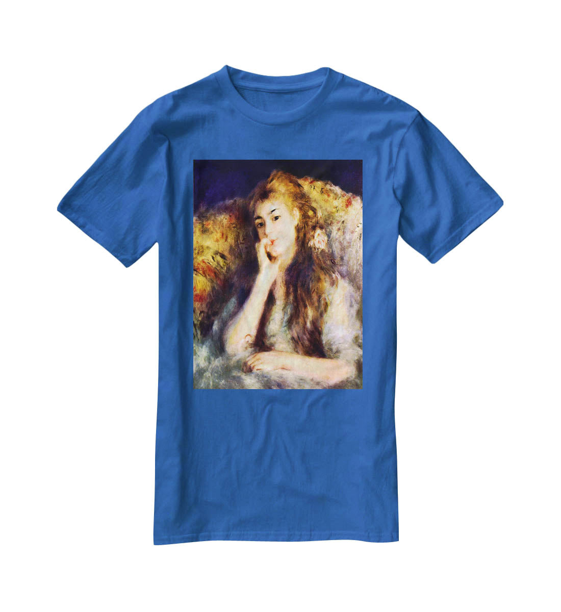 Portrait of a girl in thoughts by Renoir T-Shirt - Canvas Art Rocks - 2