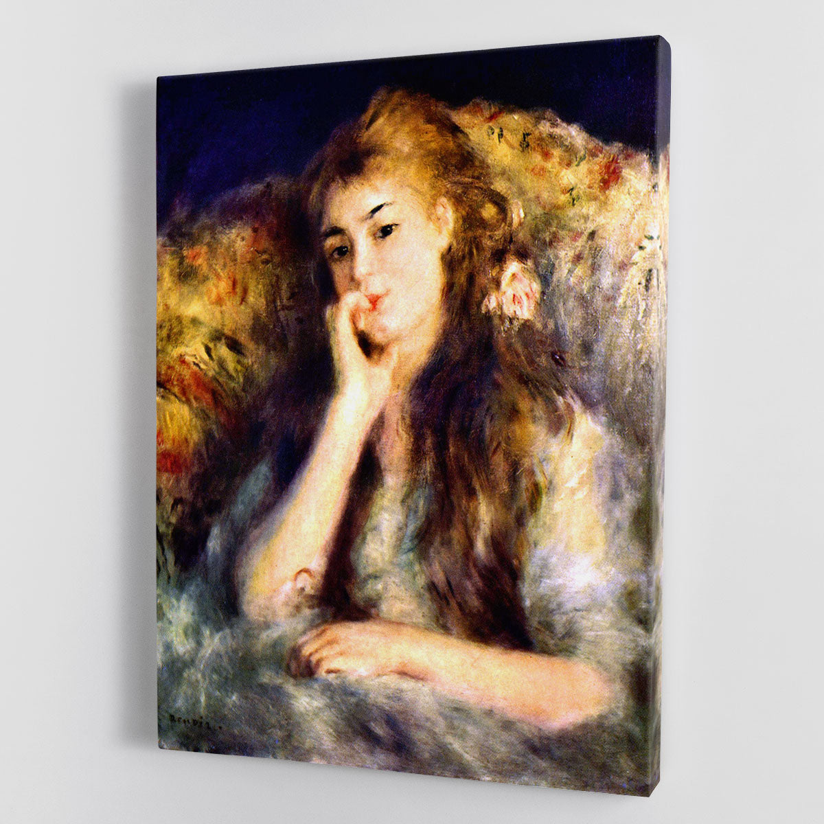 Portrait of a girl in thoughts by Renoir Canvas Print or Poster - Canvas Art Rocks - 1