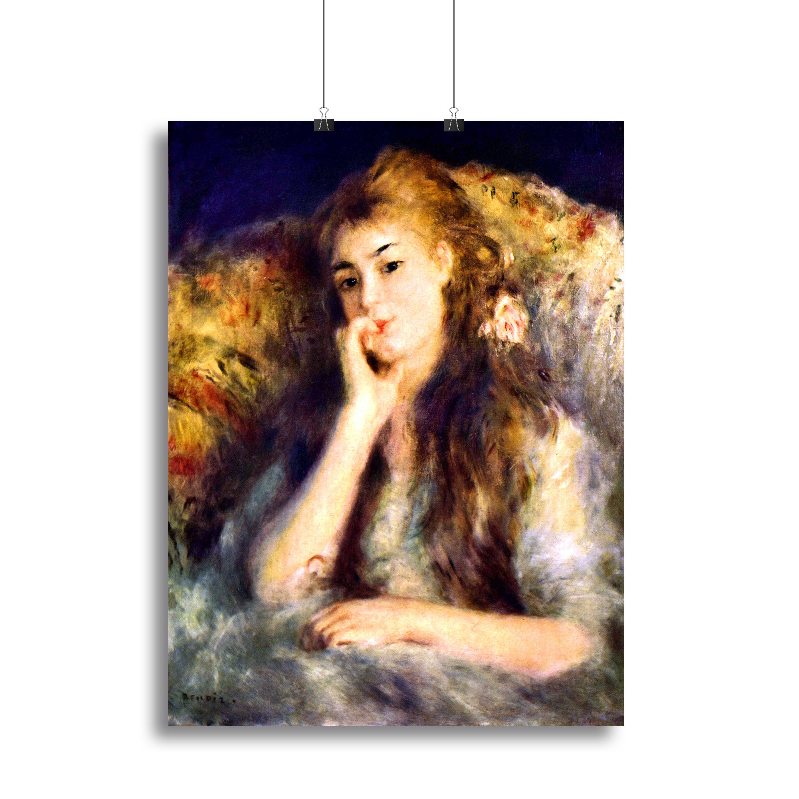 Portrait of a girl in thoughts by Renoir Canvas Print or Poster - Canvas Art Rocks - 2