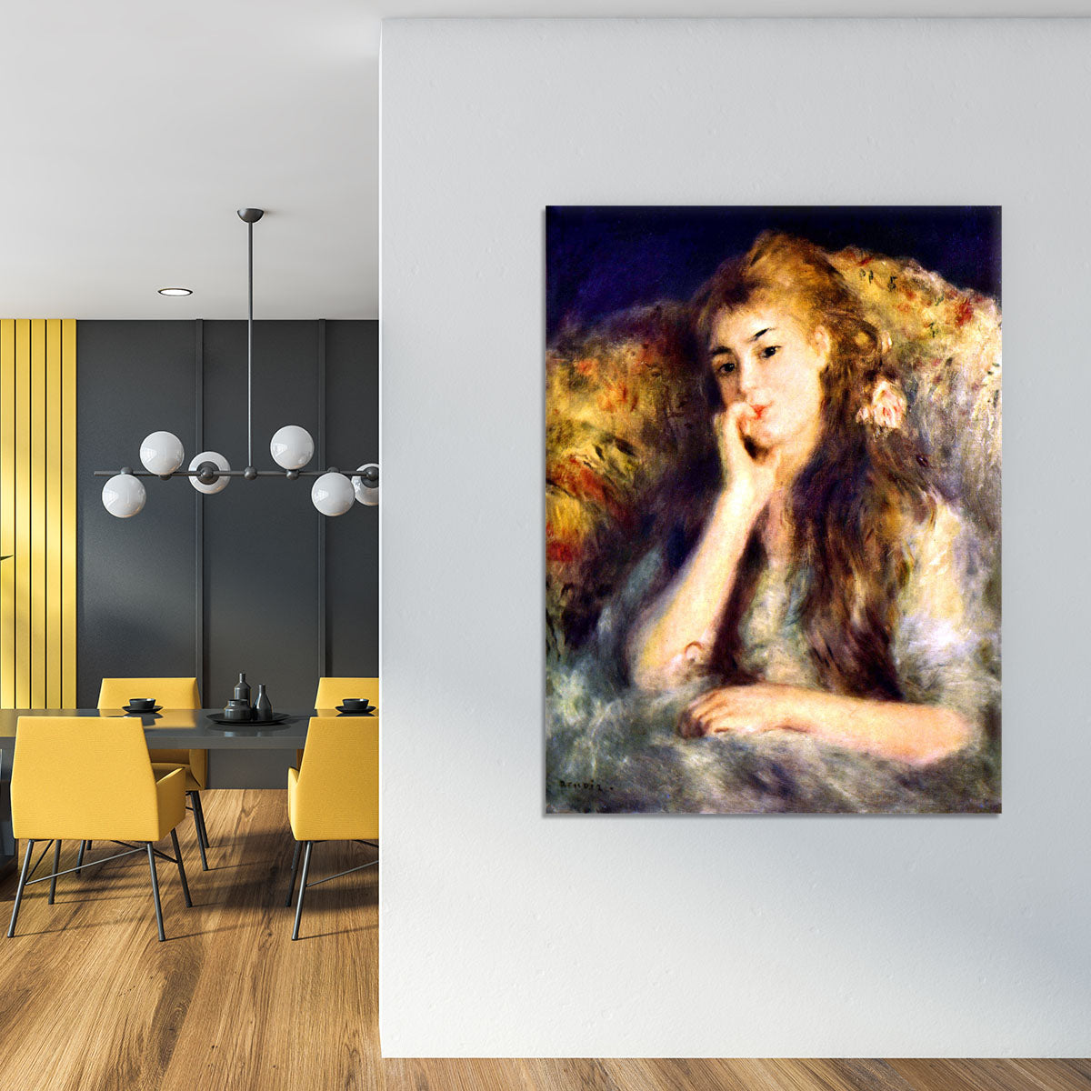 Portrait of a girl in thoughts by Renoir Canvas Print or Poster - Canvas Art Rocks - 4