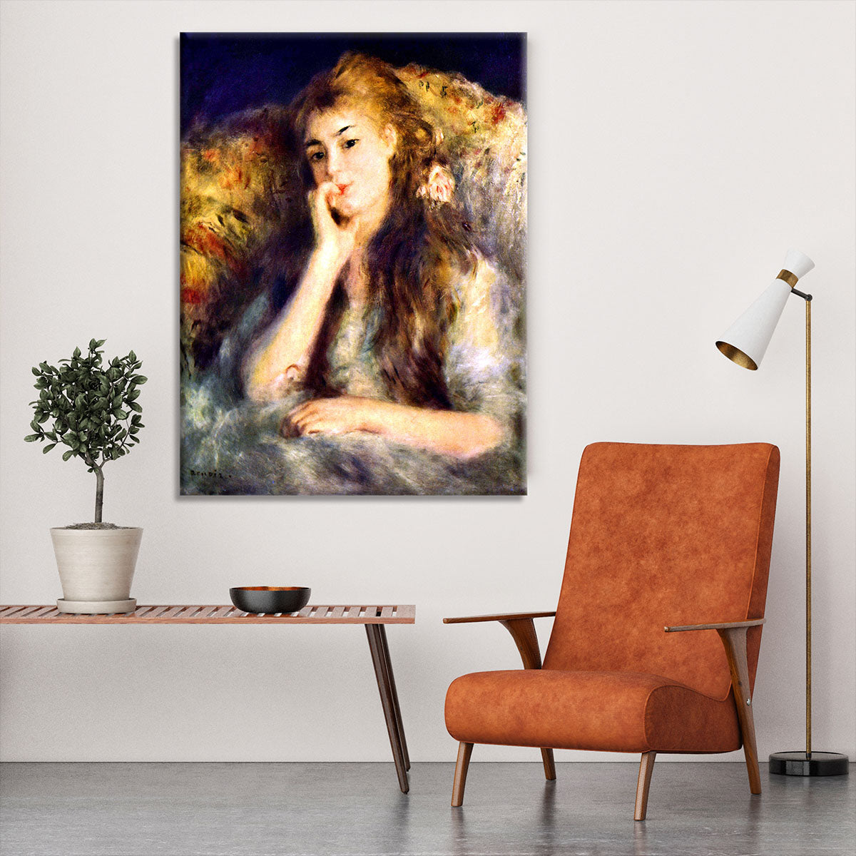 Portrait of a girl in thoughts by Renoir Canvas Print or Poster - Canvas Art Rocks - 6