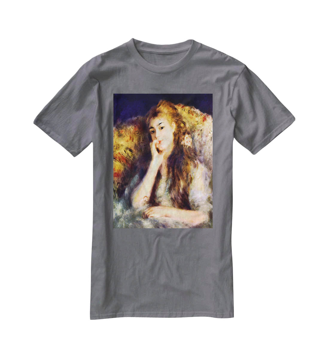 Portrait of a girl in thoughts by Renoir T-Shirt - Canvas Art Rocks - 3