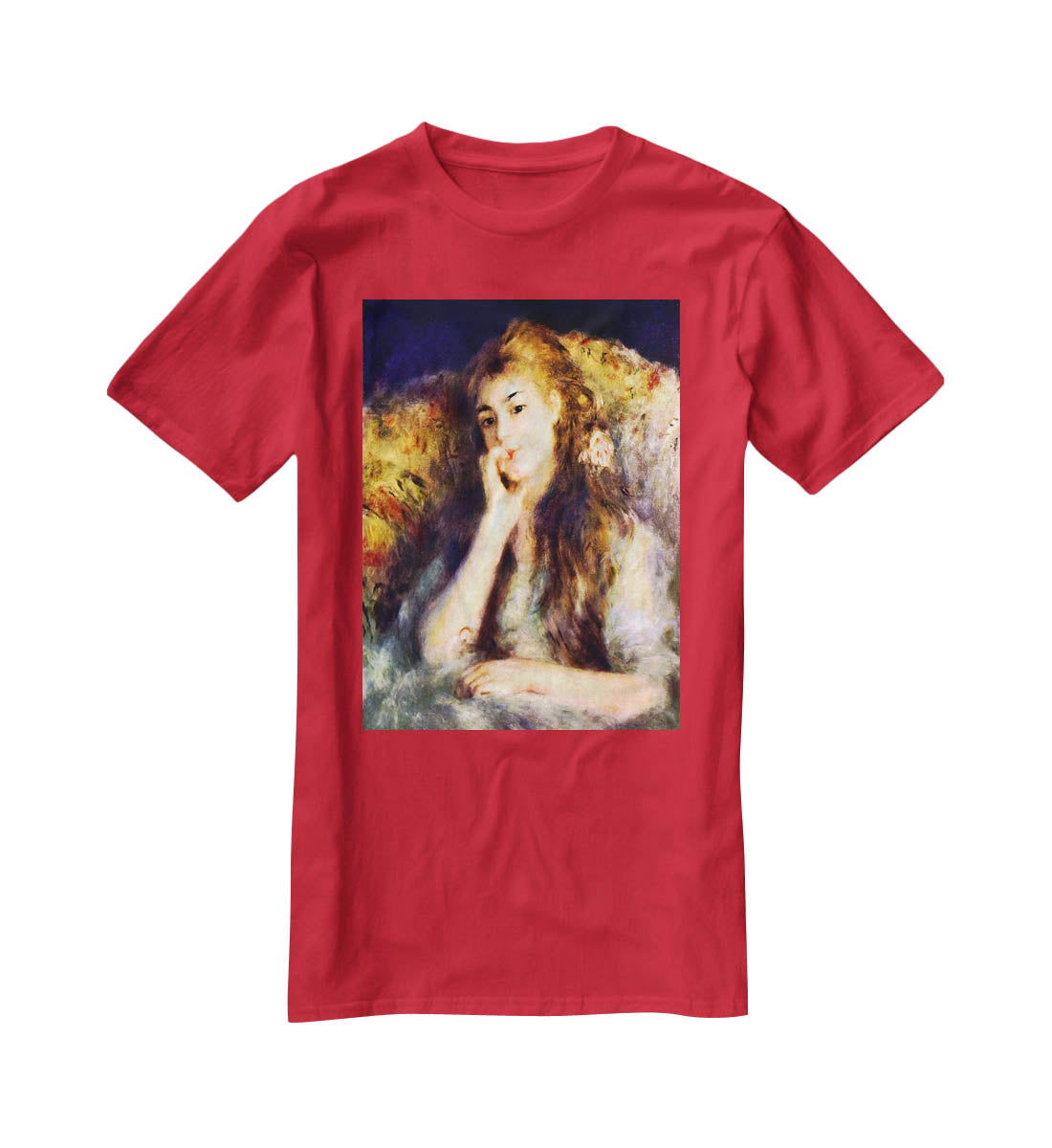 Portrait of a girl in thoughts by Renoir T-Shirt - Canvas Art Rocks - 4