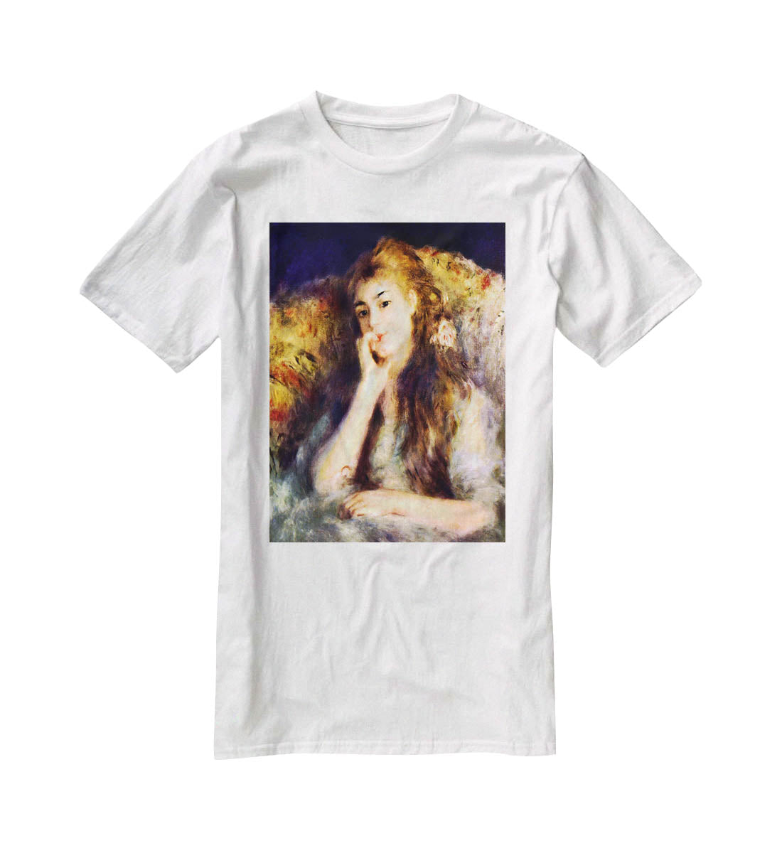 Portrait of a girl in thoughts by Renoir T-Shirt - Canvas Art Rocks - 5