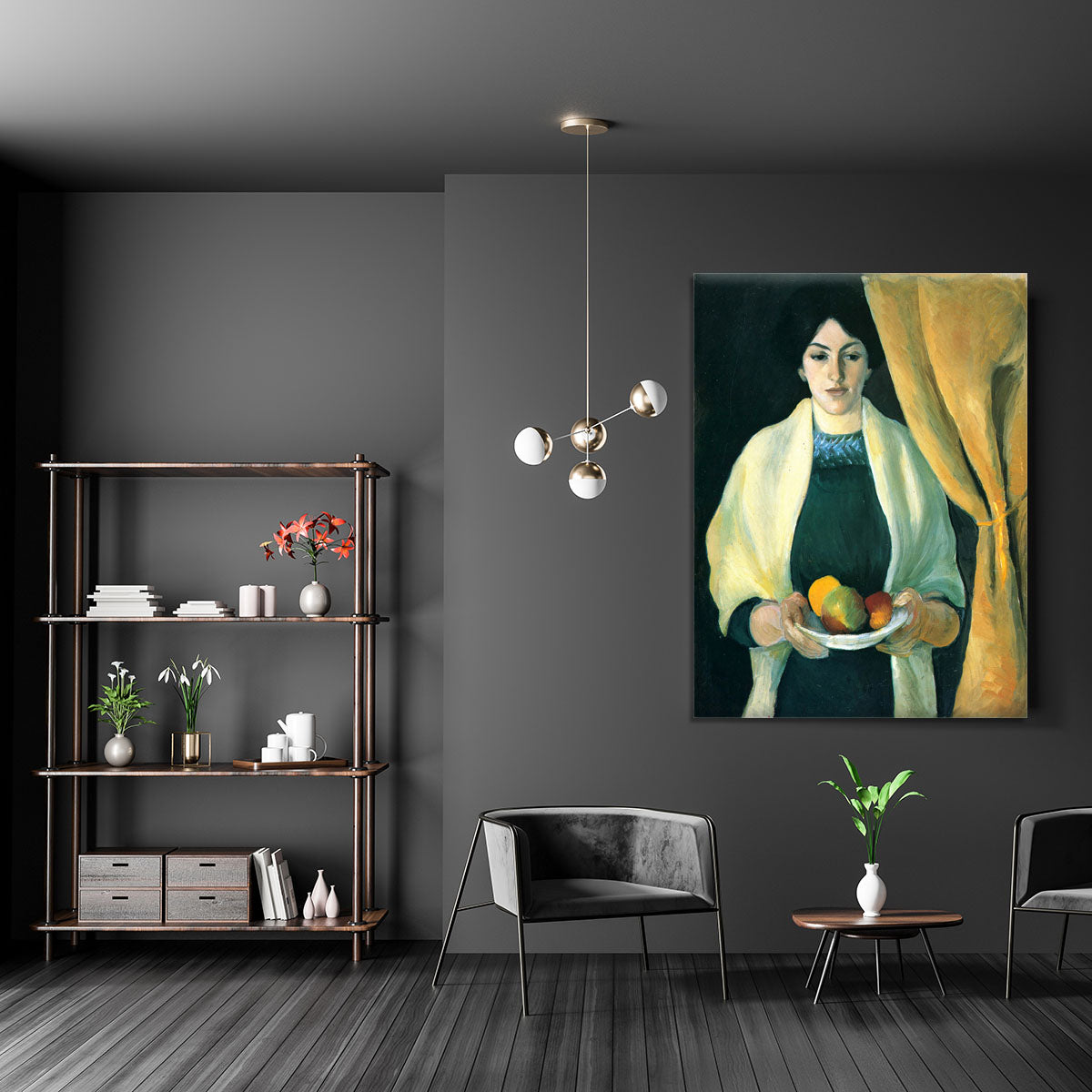 Portrait with apples portrait of the wife of the artist by Macke Canvas Print or Poster - Canvas Art Rocks - 5