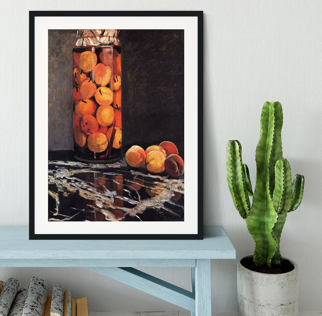 Pot of Peaches by Monet Framed Print - Canvas Art Rocks - 1
