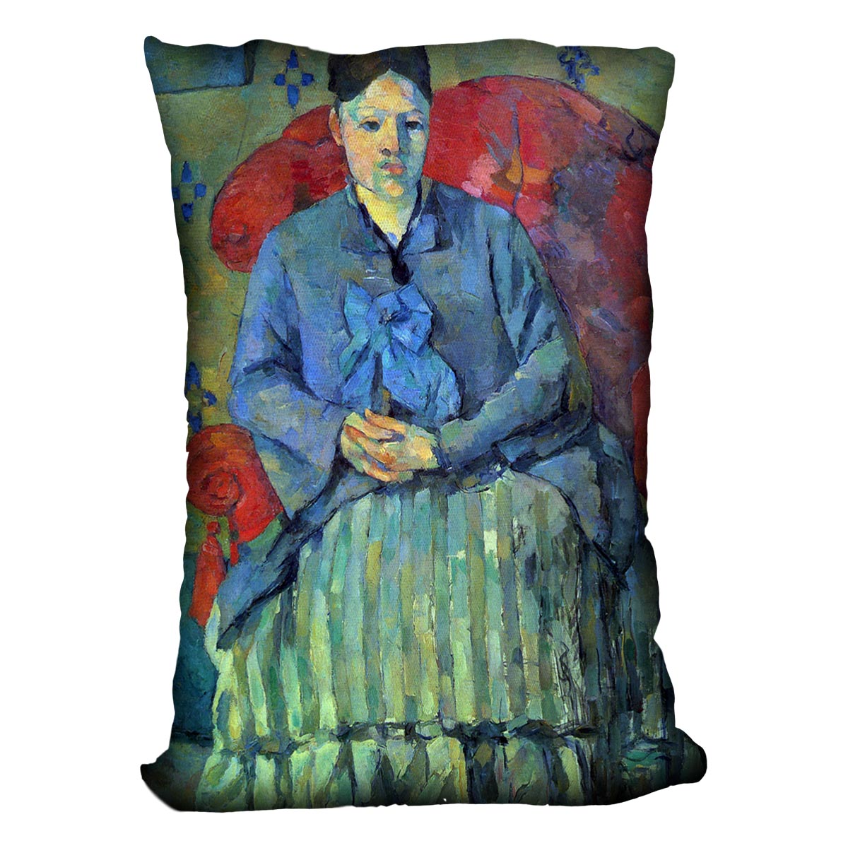 Potrait of Mme Cezanne in Red Armchair by Cezanne Cushion