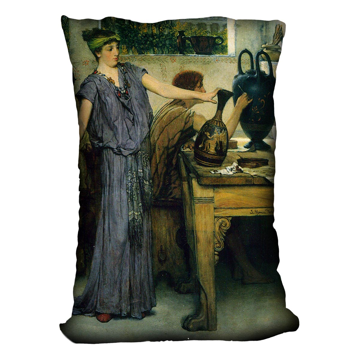 Pottery Painting by Alma Tadema Cushion - Canvas Art Rocks - 4