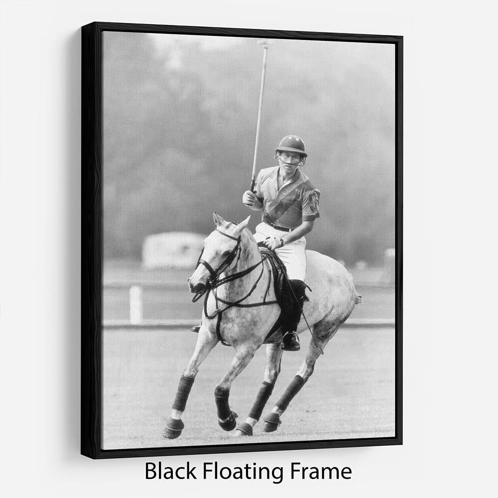 Prince Charles in action on the polo field Floating Frame Canvas