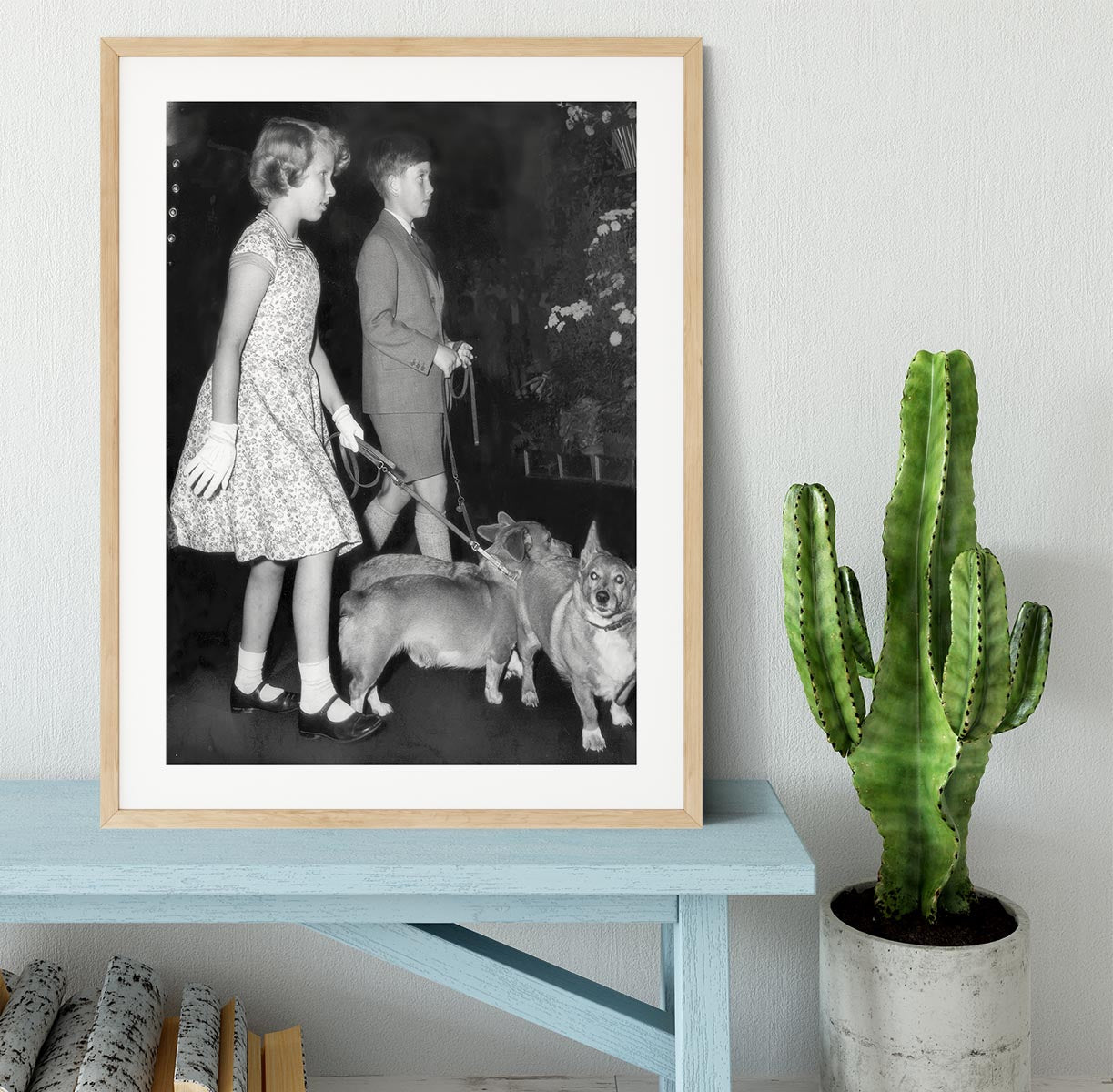Prince Charles with Princess Anne as children with pet dogs Framed Print - Canvas Art Rocks - 3