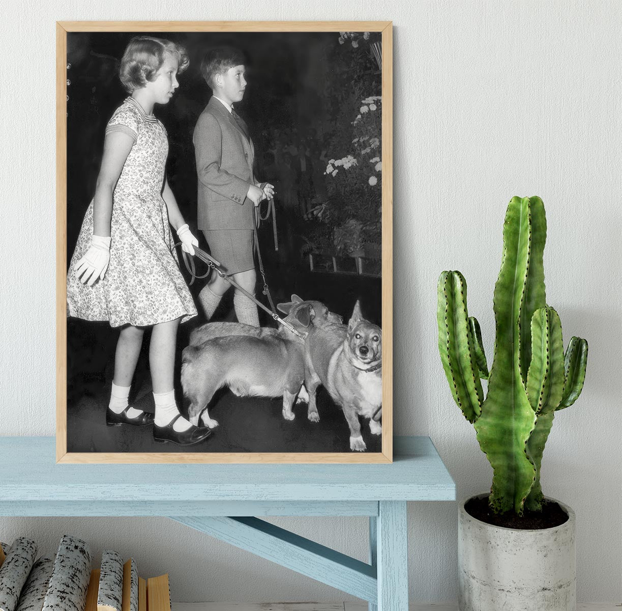 Prince Charles with Princess Anne as children with pet dogs Framed Print - Canvas Art Rocks - 4