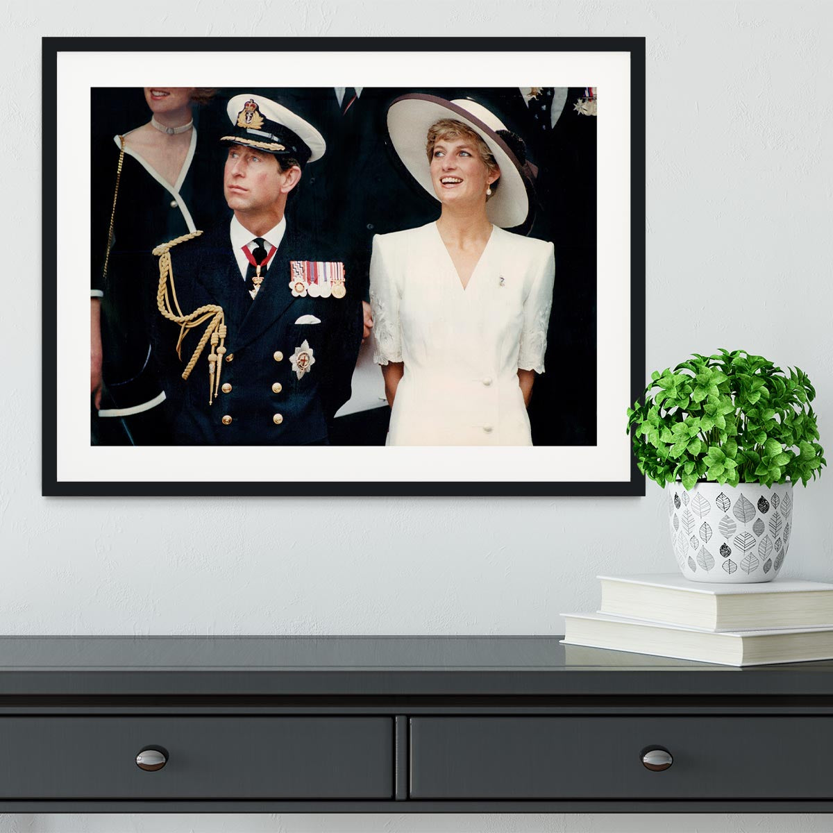 Prince Charles with Princess Diana British forces homecoming Framed Print - Canvas Art Rocks - 1