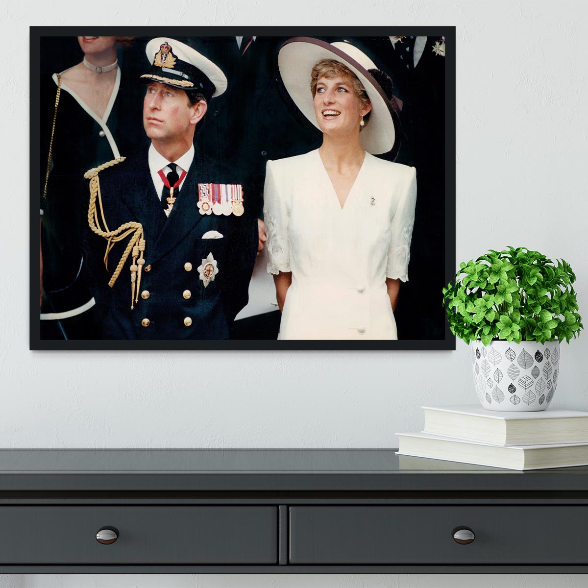 Prince Charles with Princess Diana British forces homecoming Framed Print - Canvas Art Rocks - 2