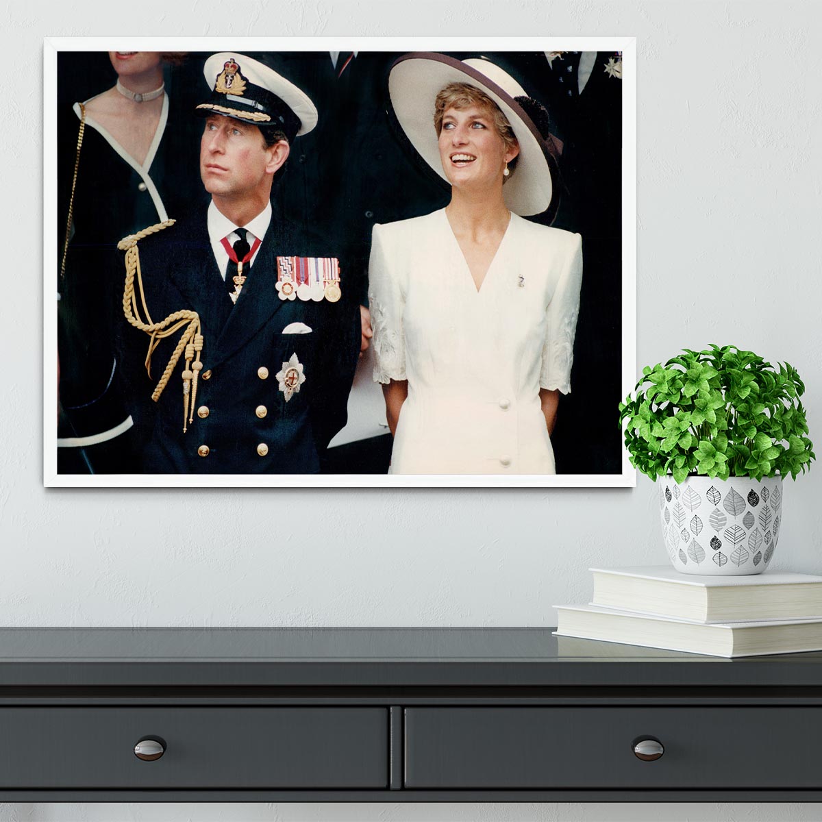 Prince Charles with Princess Diana British forces homecoming Framed Print - Canvas Art Rocks -6