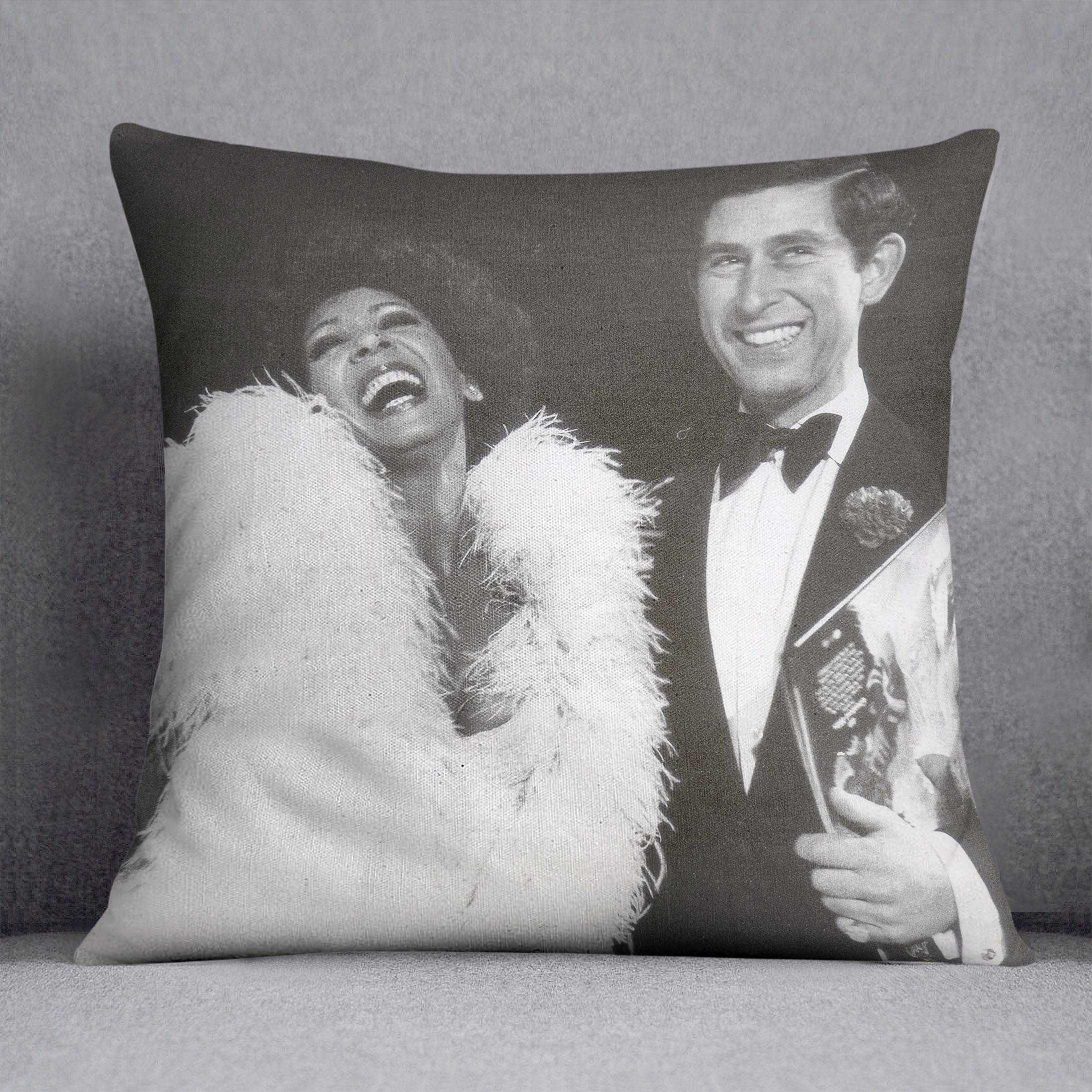 Prince Charles with Shirley Bassey Cushion
