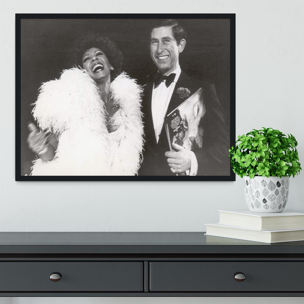 Prince Charles with Shirley Bassey Framed Print - Canvas Art Rocks - 2