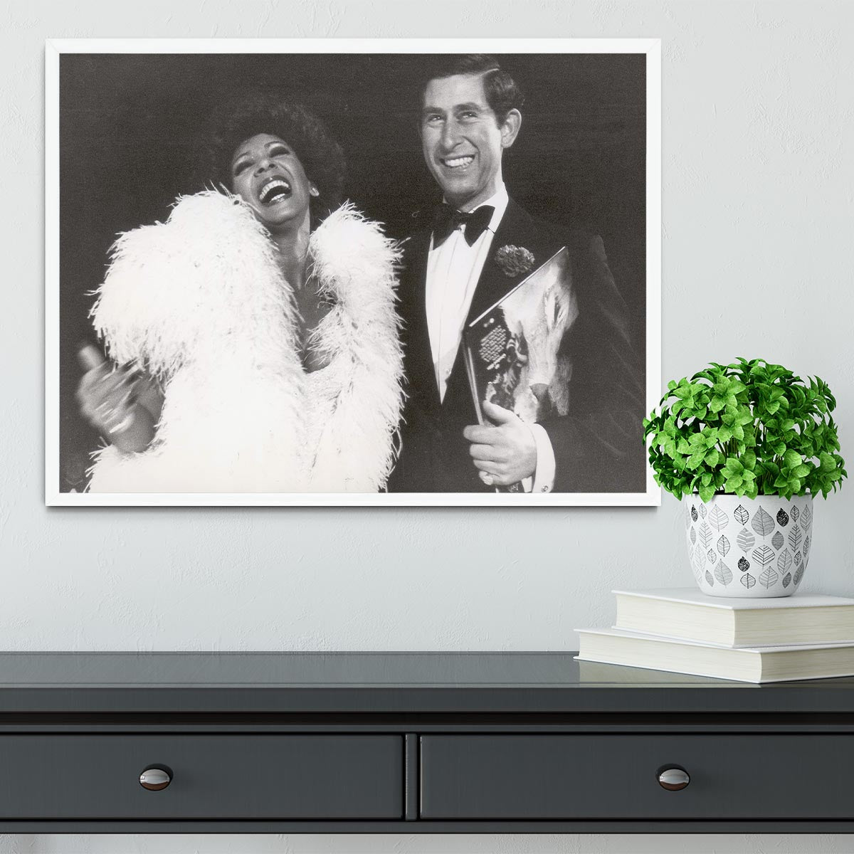 Prince Charles with Shirley Bassey Framed Print - Canvas Art Rocks -6