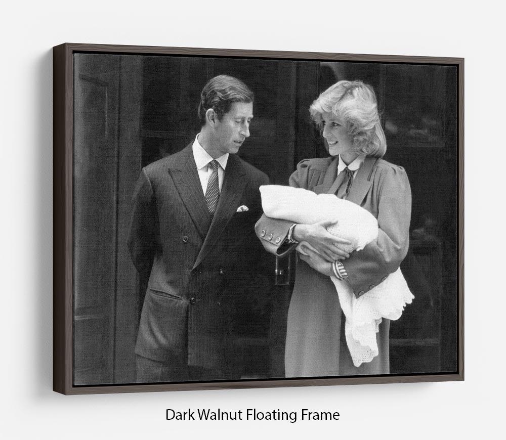 Prince Harry as a newborn with proud parents Floating Frame Canvas