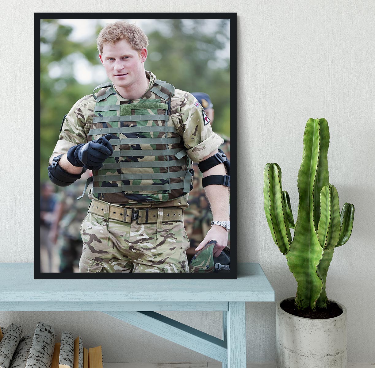 Prince Harry at the Jamaican Defence Force in Jamaica Framed Print - Canvas Art Rocks - 2