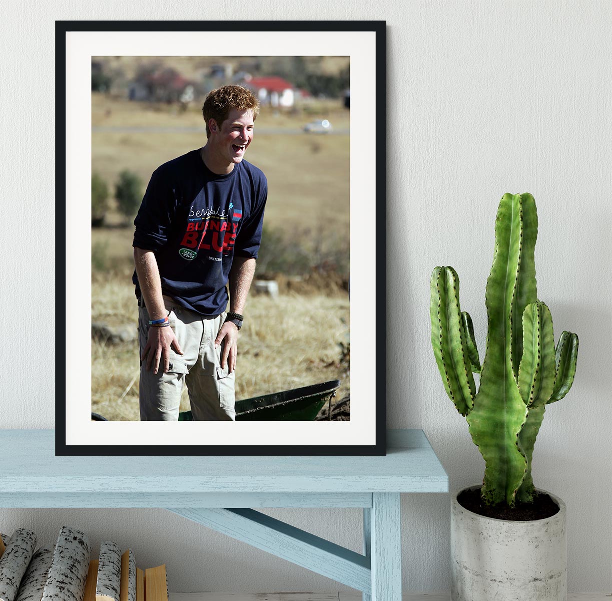 Prince Harry helping build a school in Lesotho South Africa Framed Print - Canvas Art Rocks - 1