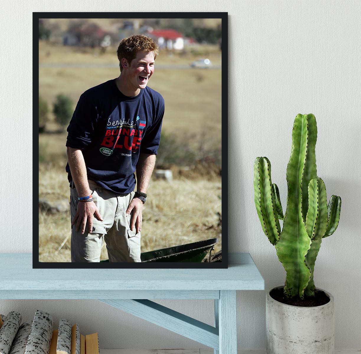 Prince Harry helping build a school in Lesotho South Africa Framed Print - Canvas Art Rocks - 2