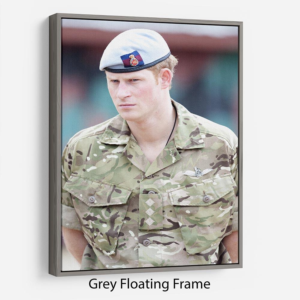 Prince Harry in uniform during a tour of Jamaica Floating Frame Canvas