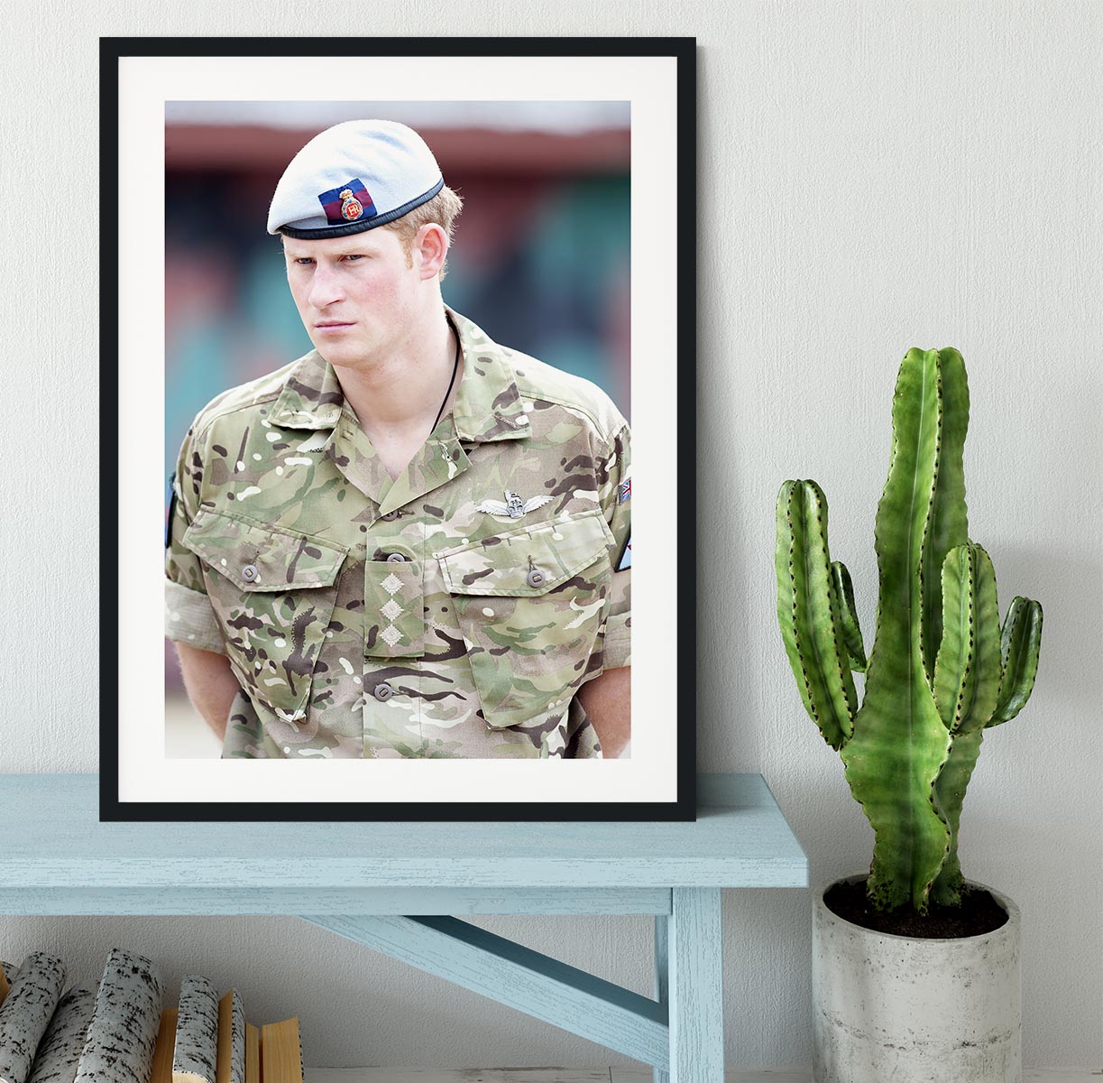 Prince Harry in uniform during a tour of Jamaica Framed Print - Canvas Art Rocks - 1
