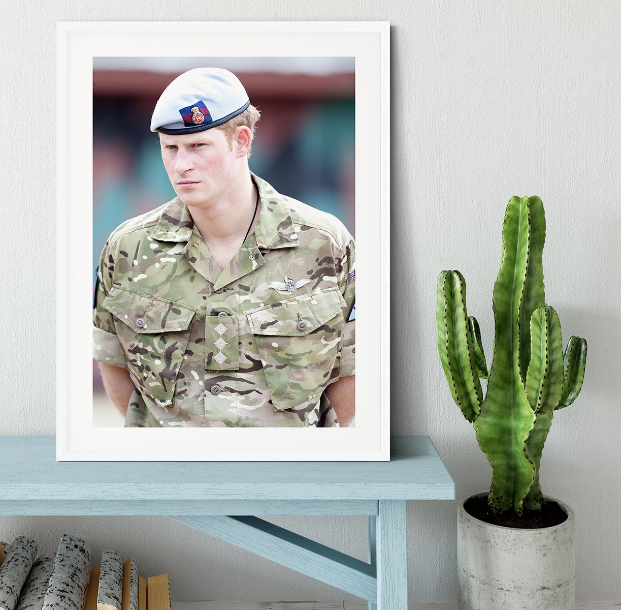 Prince Harry in uniform during a tour of Jamaica Framed Print - Canvas Art Rocks - 5