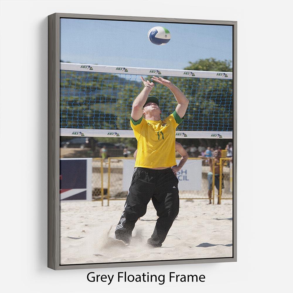 Prince Harry playing volleyball in Rio De Janeiro Brazil Floating Frame Canvas