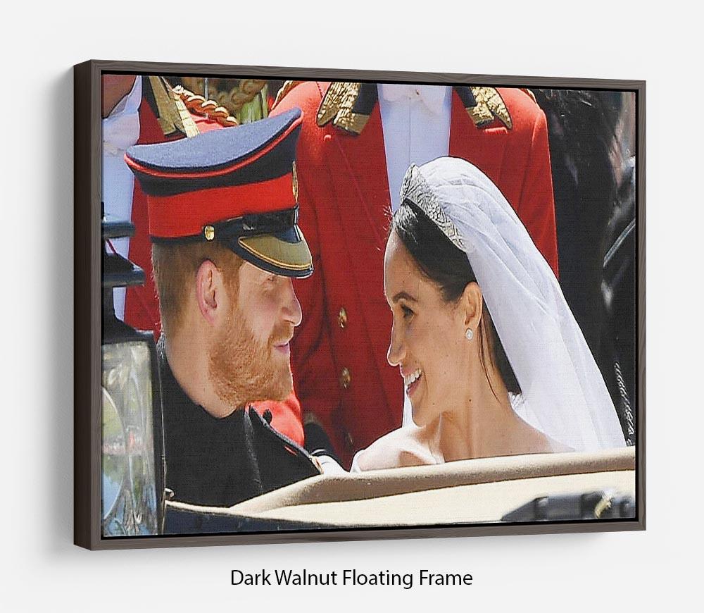 Prince Harry smiles at his new wife Meghan Floating Frame Canvas