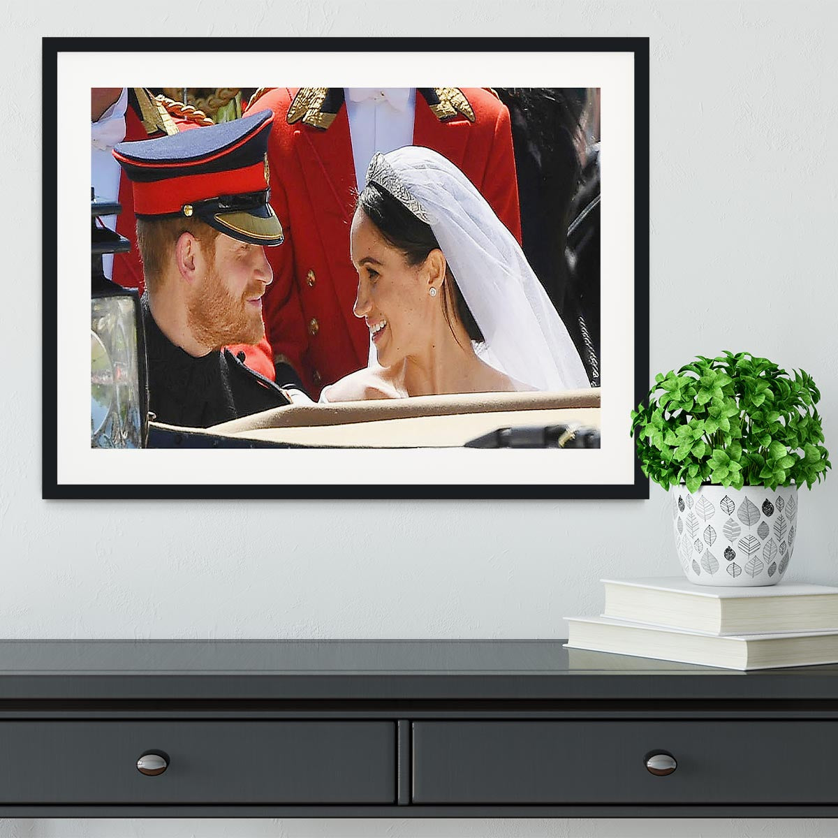 Prince Harry smiles at his new wife Meghan Framed Print - Canvas Art Rocks - 1