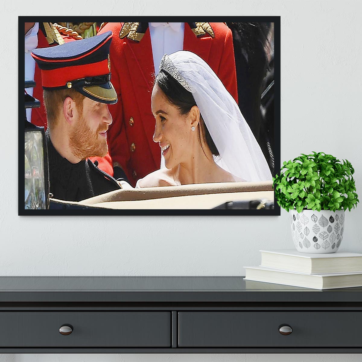 Prince Harry smiles at his new wife Meghan Framed Print - Canvas Art Rocks - 2