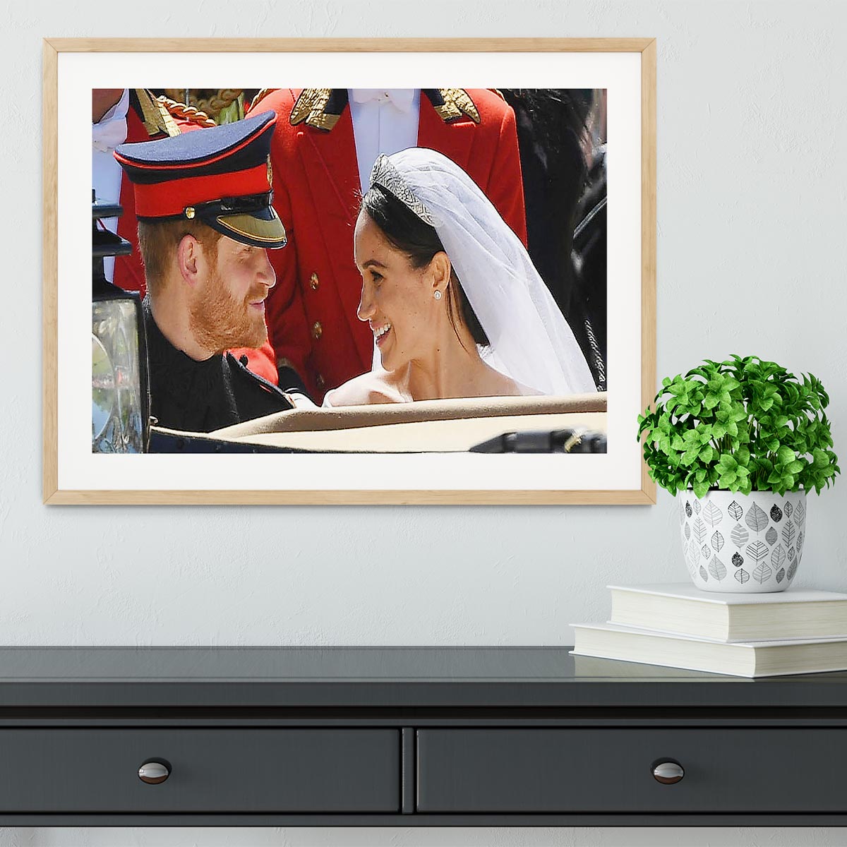 Prince Harry smiles at his new wife Meghan Framed Print - Canvas Art Rocks - 3