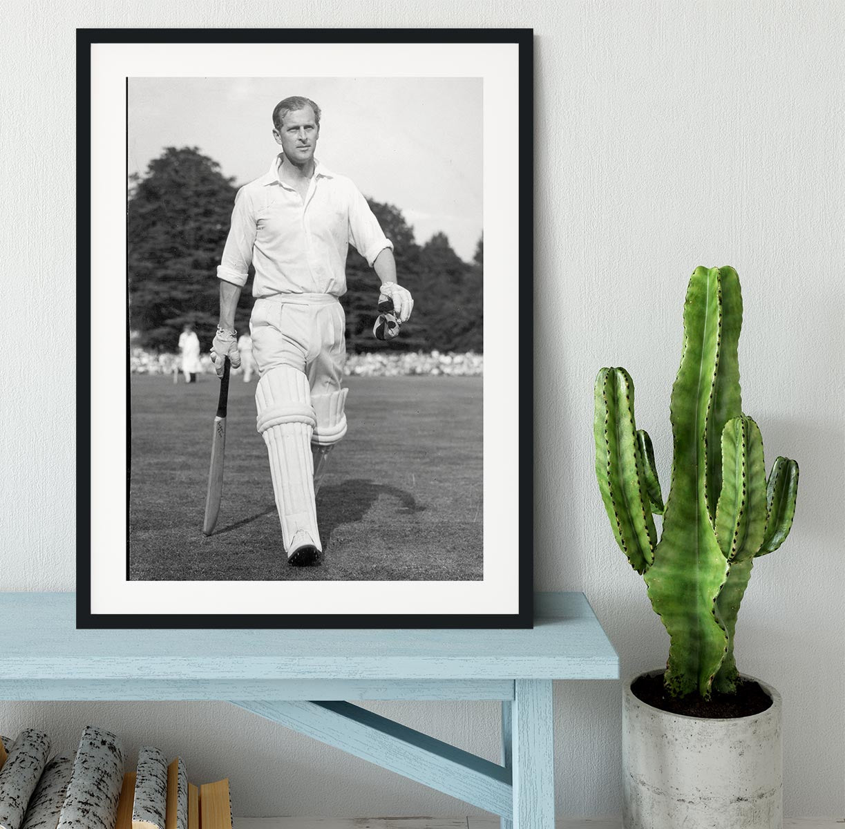 Prince Philip as cricket captain in a charity match Framed Print - Canvas Art Rocks - 1