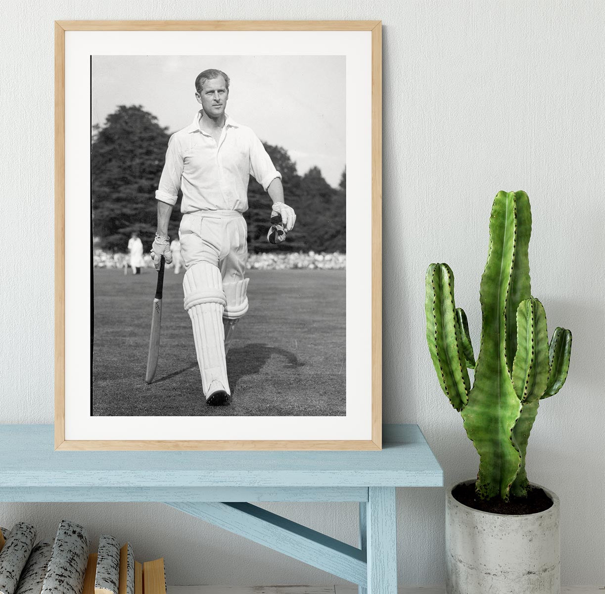 Prince Philip as cricket captain in a charity match Framed Print - Canvas Art Rocks - 3