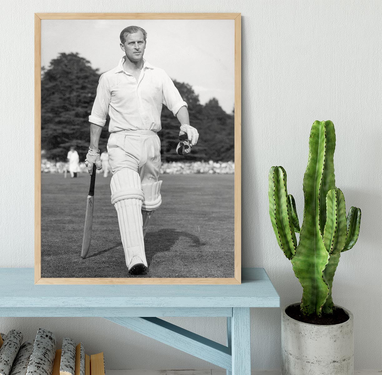 Prince Philip as cricket captain in a charity match Framed Print - Canvas Art Rocks - 4