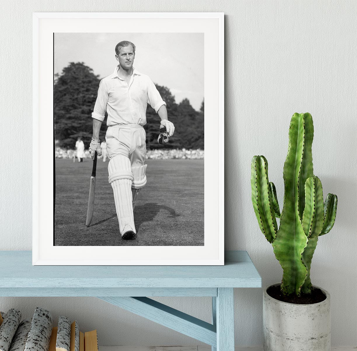 Prince Philip as cricket captain in a charity match Framed Print - Canvas Art Rocks - 5