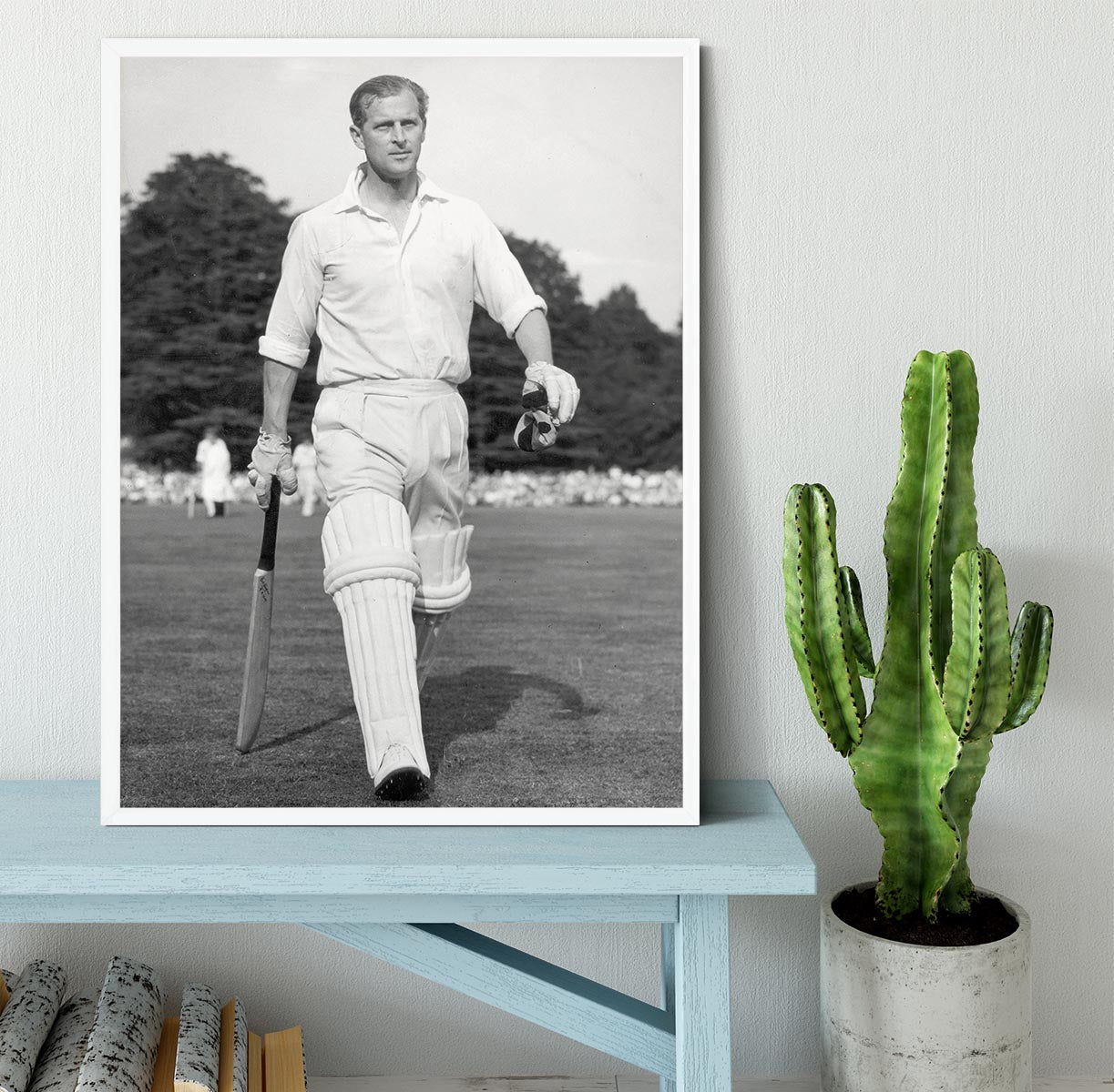Prince Philip as cricket captain in a charity match Framed Print - Canvas Art Rocks -6