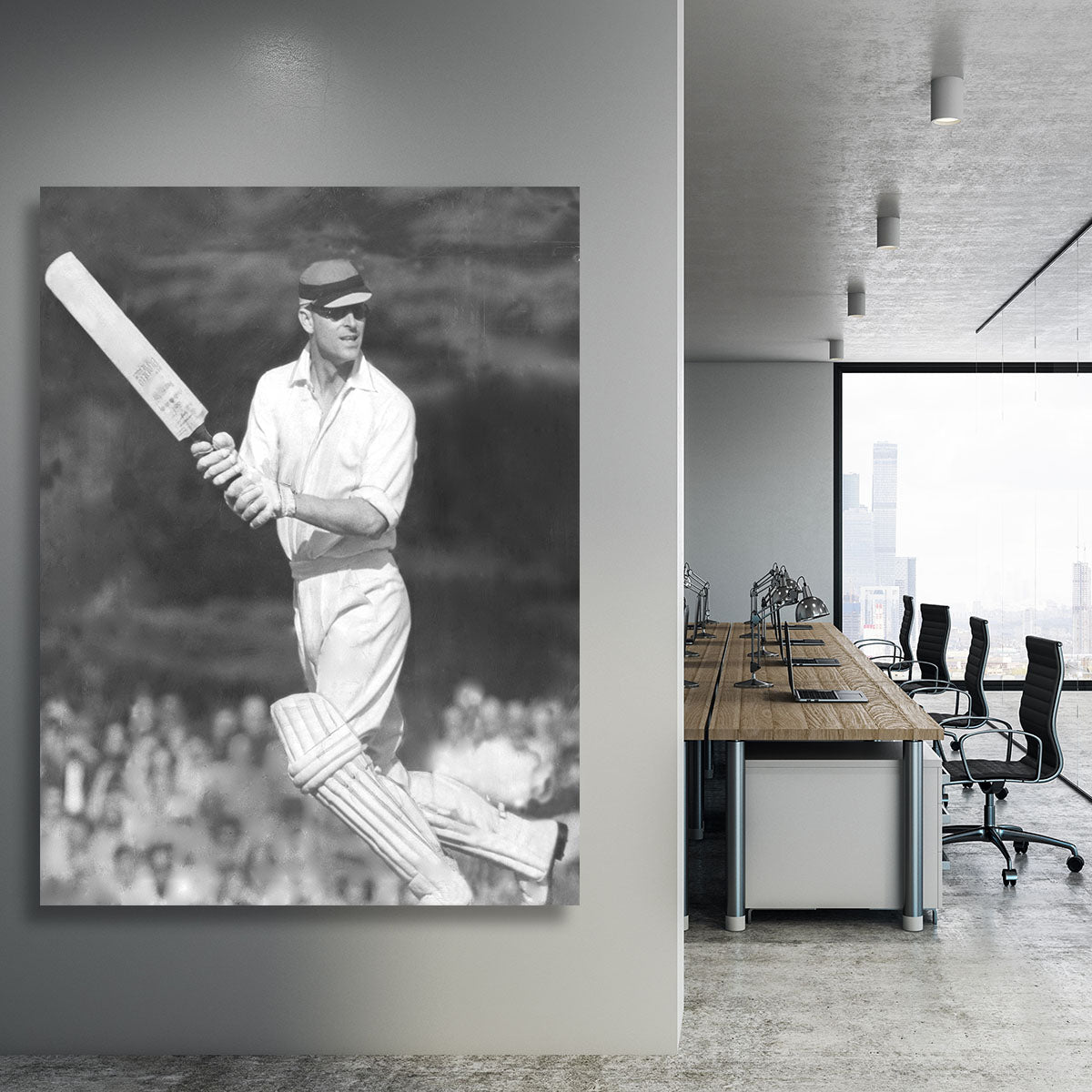 Prince Philip batting at a charity cricket match Canvas Print or Poster - Canvas Art Rocks - 3