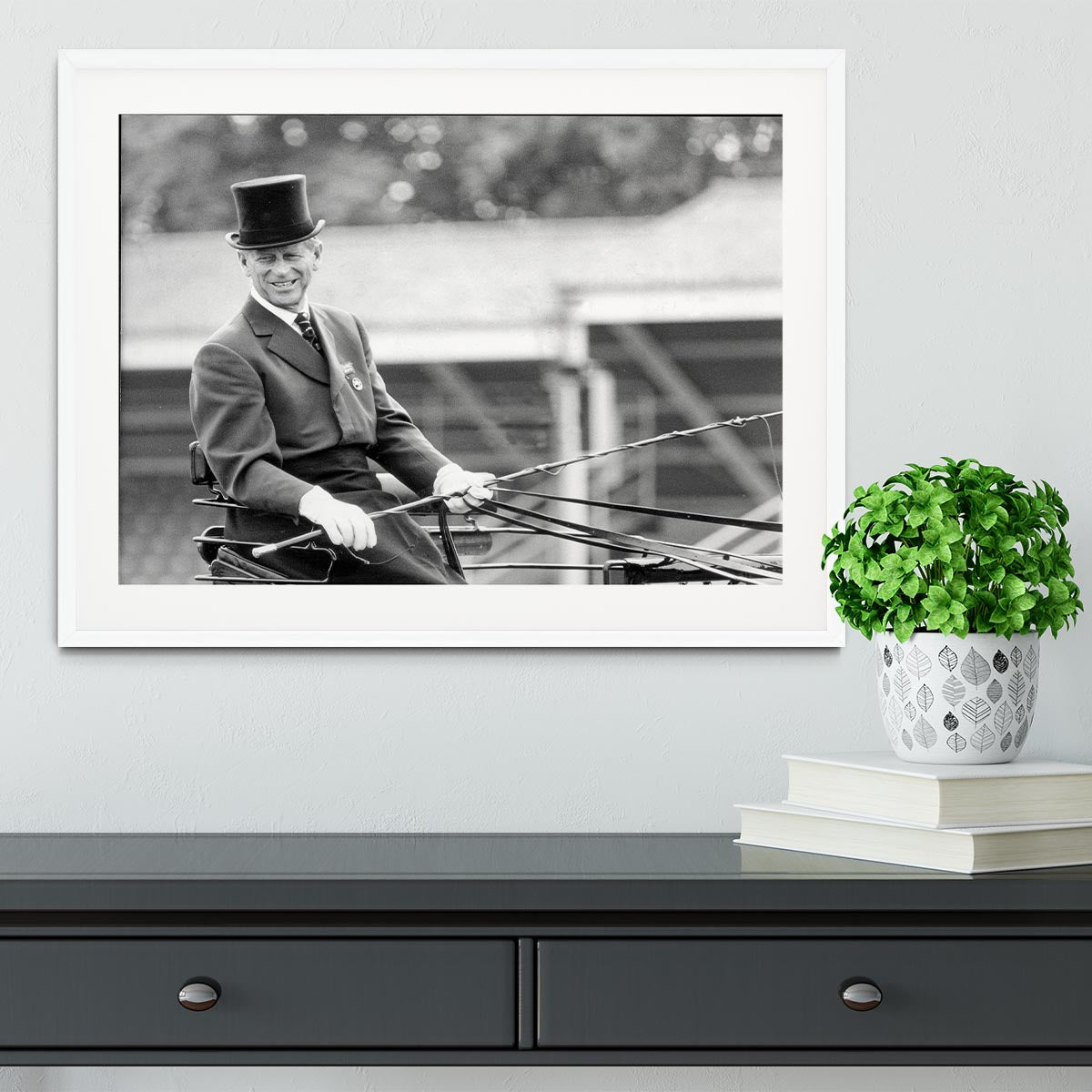 Prince Philip driving a carriage during a race at Ascot Framed Print - Canvas Art Rocks - 5
