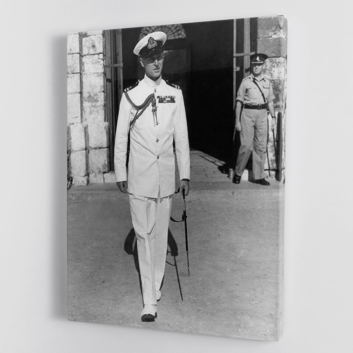 Prince Philip in naval uniform in Malta Canvas Print or Poster - Canvas Art Rocks - 1