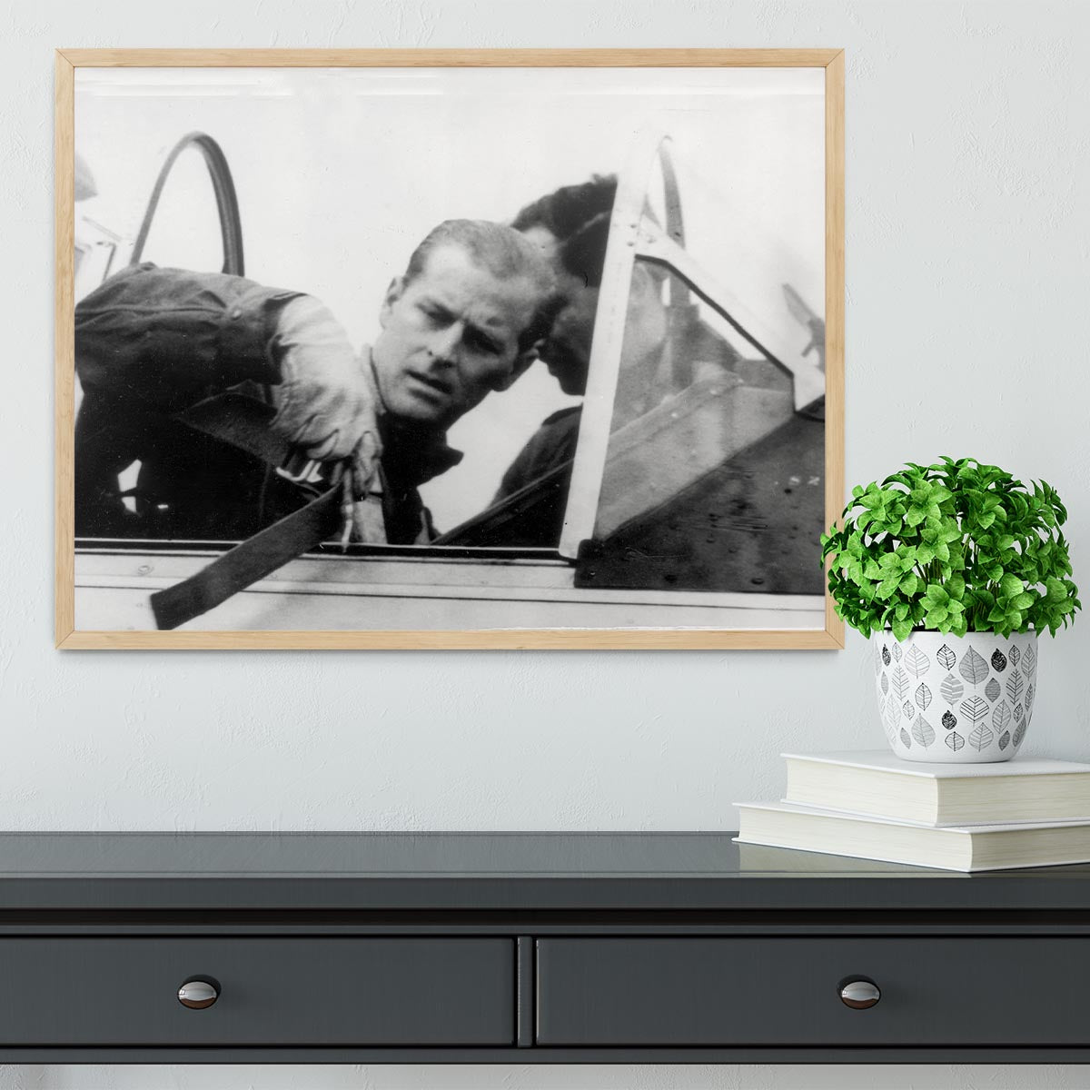 Prince Philip in the cockpit about to receive his RAF Wings Framed Print - Canvas Art Rocks - 4