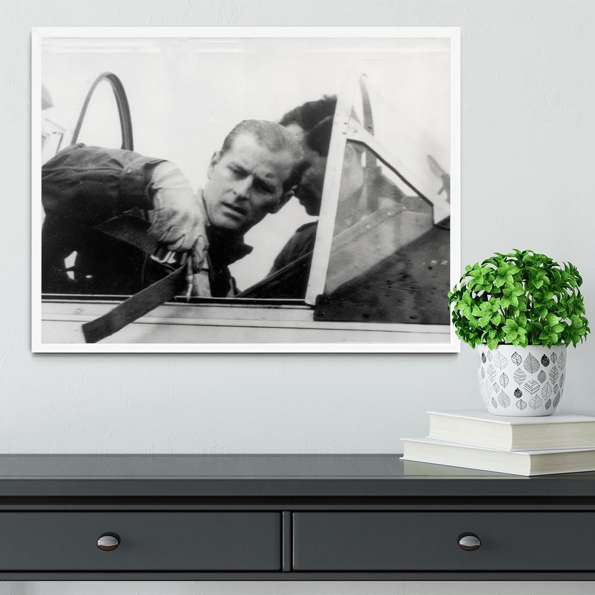 Prince Philip in the cockpit about to receive his RAF Wings Framed Print - Canvas Art Rocks -6
