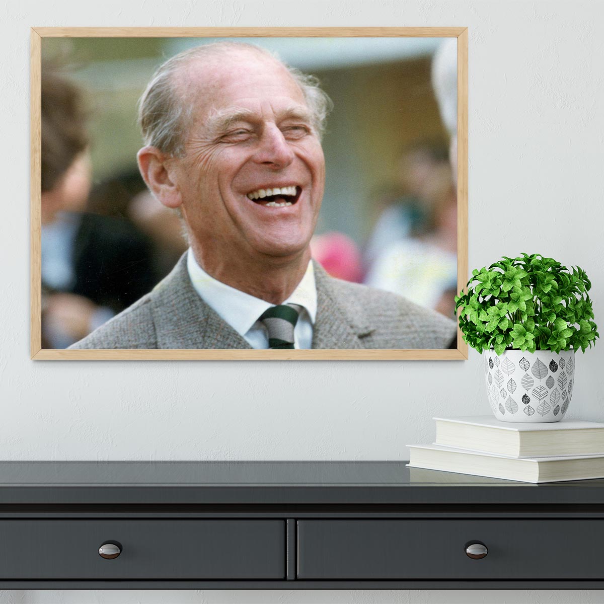 Prince Philip laughing at the Royal Windsor Horse Show Framed Print - Canvas Art Rocks - 4