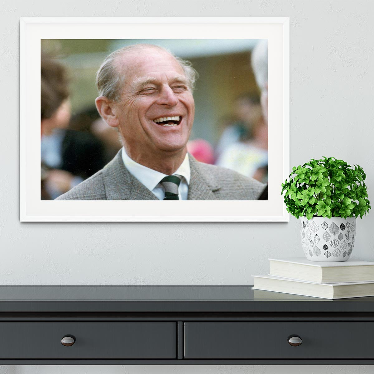 Prince Philip laughing at the Royal Windsor Horse Show Framed Print - Canvas Art Rocks - 5