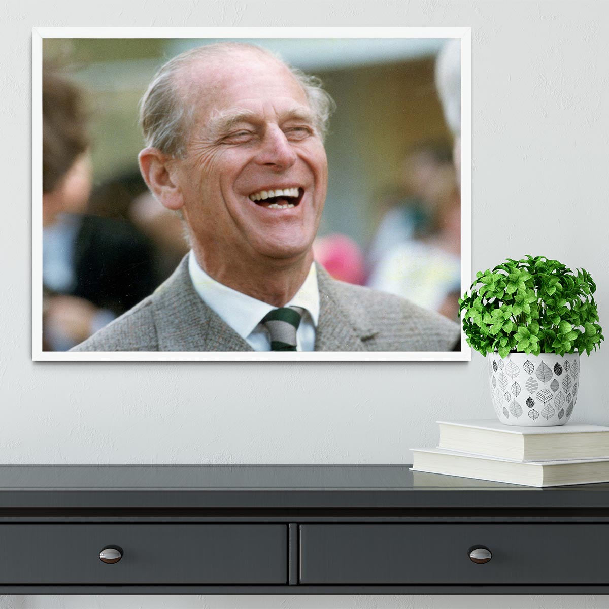 Prince Philip laughing at the Royal Windsor Horse Show Framed Print - Canvas Art Rocks -6